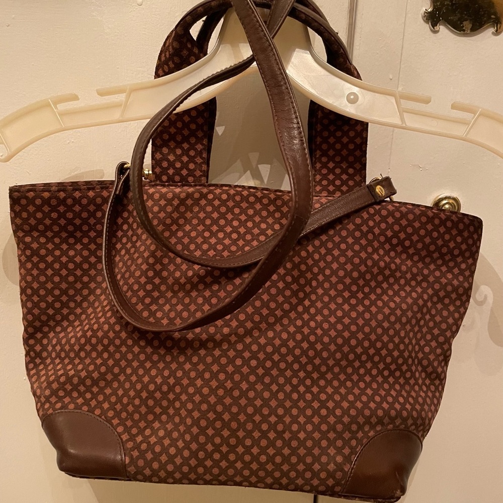 Vtg brown Crouch and Fitzgerald satchel handbag,leather suede Detachable strap!